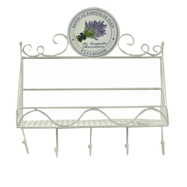 Appendiabiti a Muro 5 Ganci con Mensola 37,5x13xh37 cm in Metallo Bianco prezzo