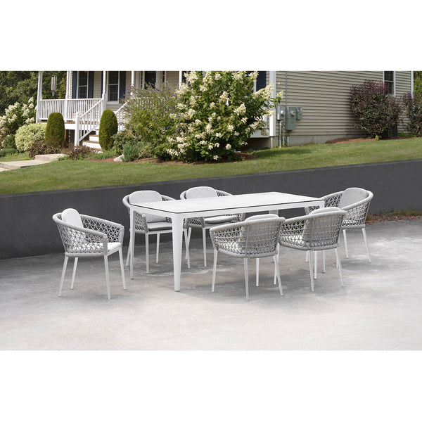 Set Tavolo Rettangolo e 6 Sedie da Giardino in Alluminio Venus Dining 180 Bianco sconto