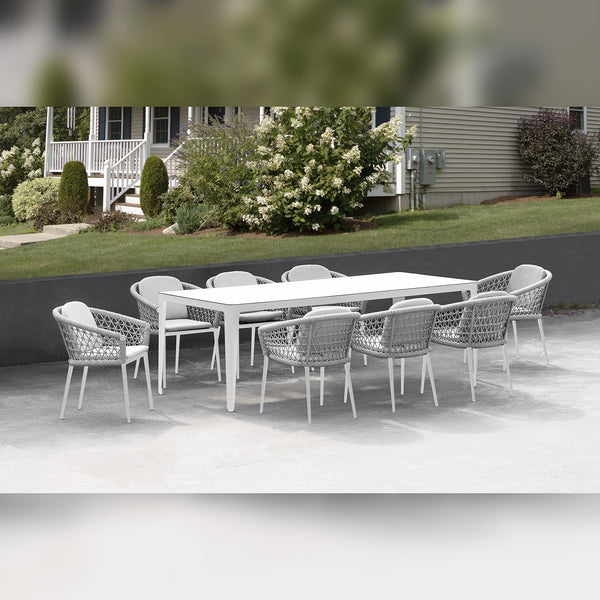 Set Tavolo e 8 Sedie da Giardino in Alluminio Venus Dining 230 Bianco acquista