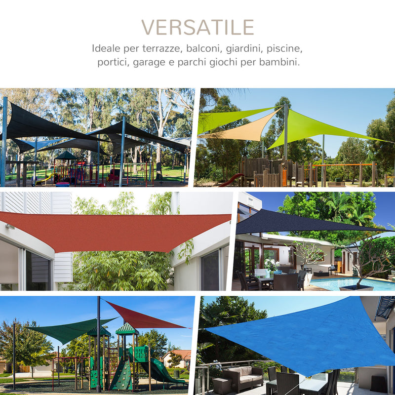 Tenda Vela da Giardino Triangolare in HDPE Crema 5x5x5m -8