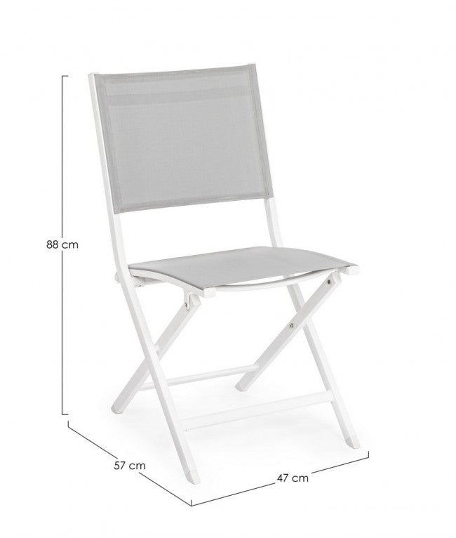 Set 4 Sedie Pieghevole da Giardino 47x57x88h cm Elin Bianco -3