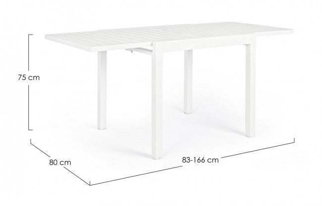 Tavolo Allungabile da Giardino 83-166x80x75h cm Pelagius Bianco-3