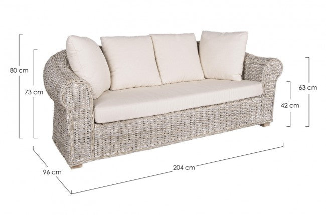 Divano 3 Posti 204x96x80h cm con Cuscini Coba-2