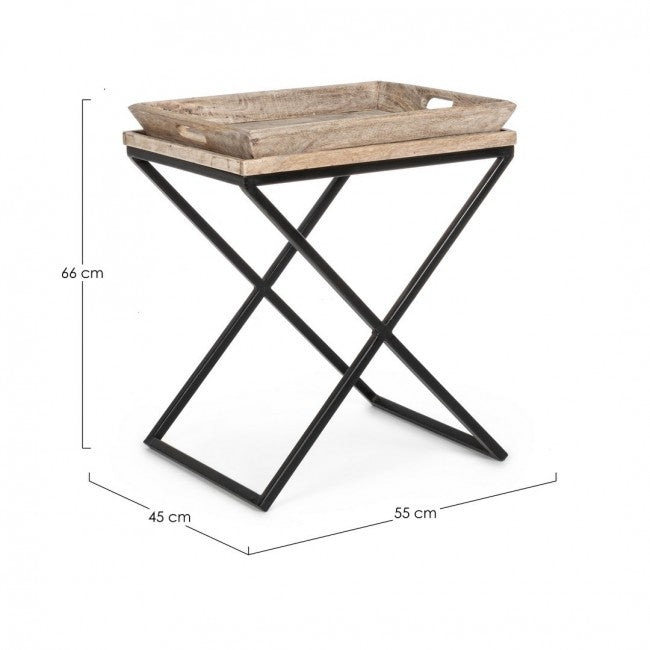 Tavolino 55x45x66 cm Tray in Legno-2