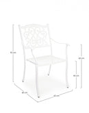 Set 4 Sedie da Giardino 65x60x92h cm con Braccioli Ivrea Bianco-3