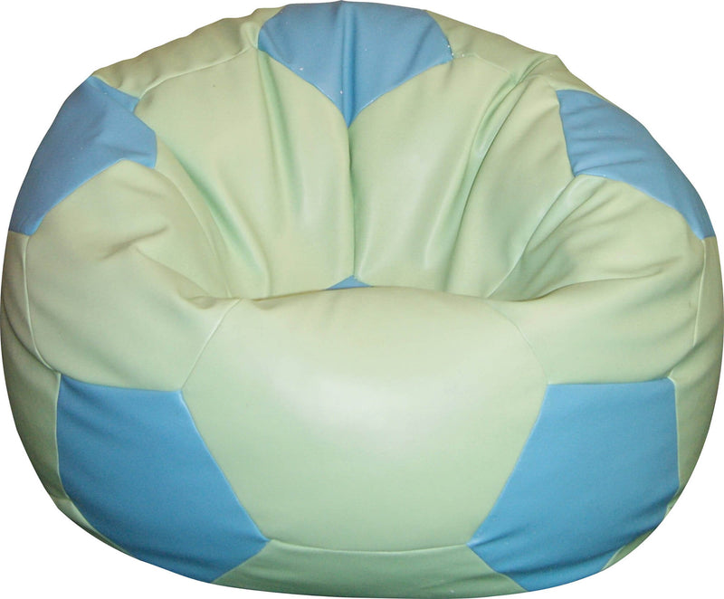 Poltrona a Sacco Pouf Ø100 cm in Similpelle Baselli Pallone da Calcio Verde Menta e Celeste-1