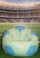 Poltrona a Sacco Pouf Ø100 cm in Similpelle Baselli Pallone da Calcio Verde Menta e Celeste-2