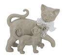 Gatto Stone con Cucciolo 19x9,5x17,5 cm in Poliresina Bianco-1