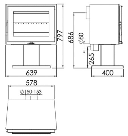 Stufa a Legna 6,7 kW 79,7x63,9x40 cm Verne Nera-3