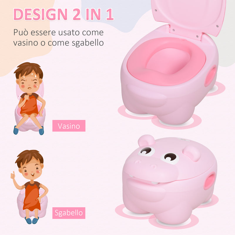 Vasino per Bambini Antiscivolo Ippopotamo  Hippoo Rosa-7