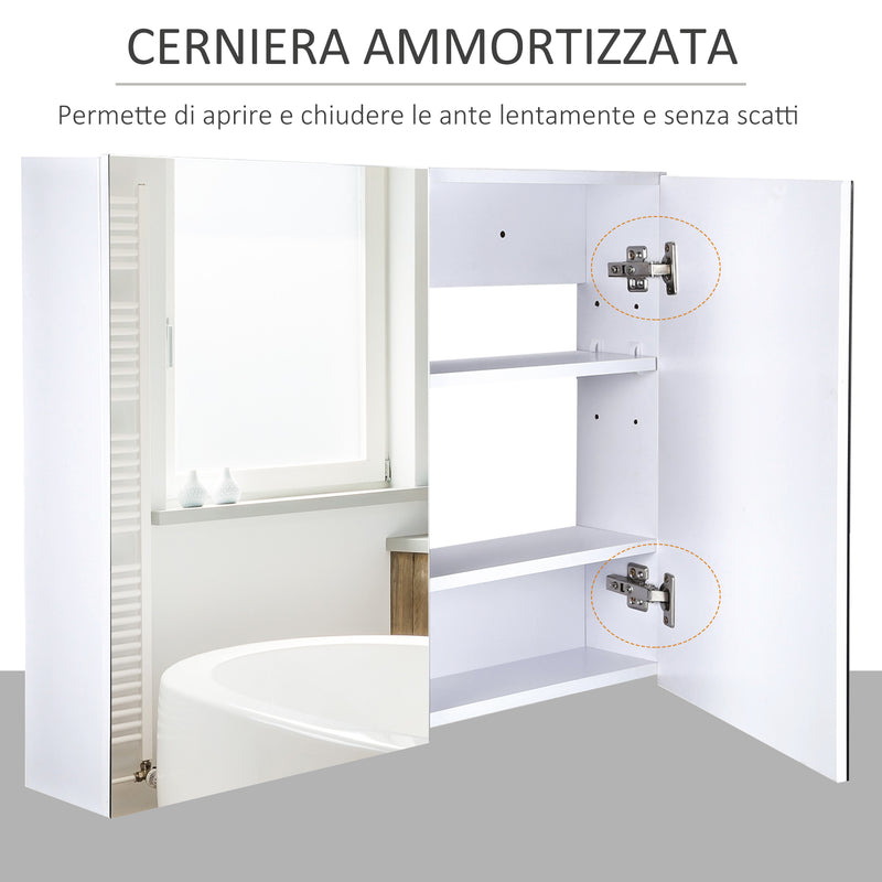 Pensile da Bagno 2 Ante Specchio in MDF 80x15x60 cm  MoreMorning Bianco-7