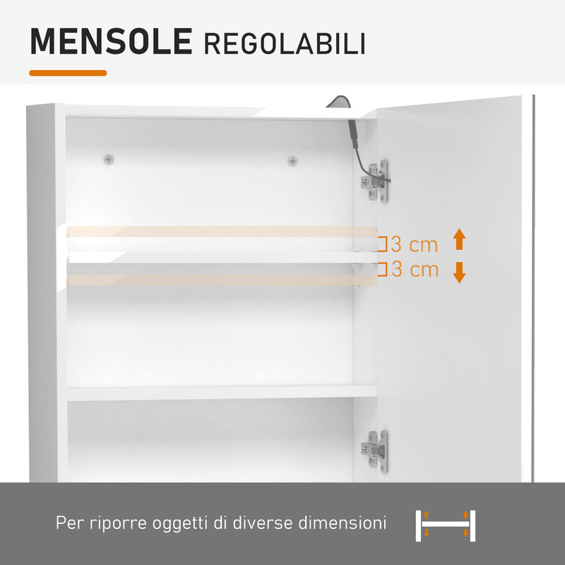 Pensile da Bagno 1 Anta Specchio con LED 60x50x15 cm  MorningLight Bianco-7