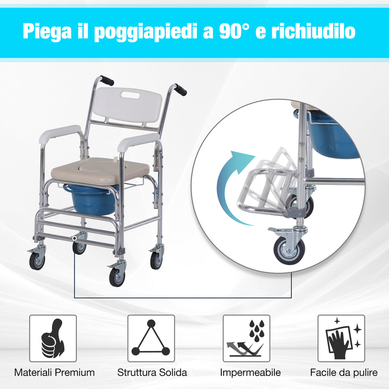 Sedia a Rotelle Impermeabile con WC Rimovibile  Mate-7