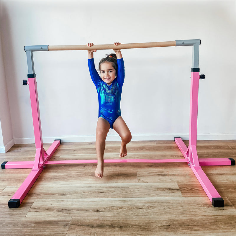 Barra Orizzontale per Ginnastica in Acciaio e Legno di Faggio   Rosa-8