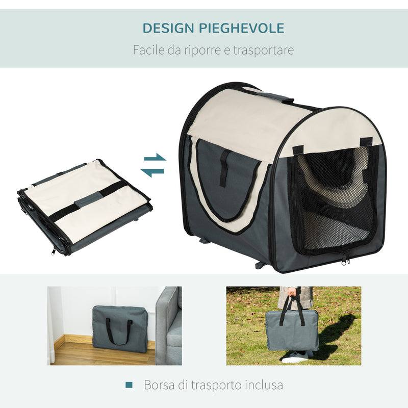 Trasportino per Cani e Gatti Pieghevole 46x36x41 cm  Grigio-8