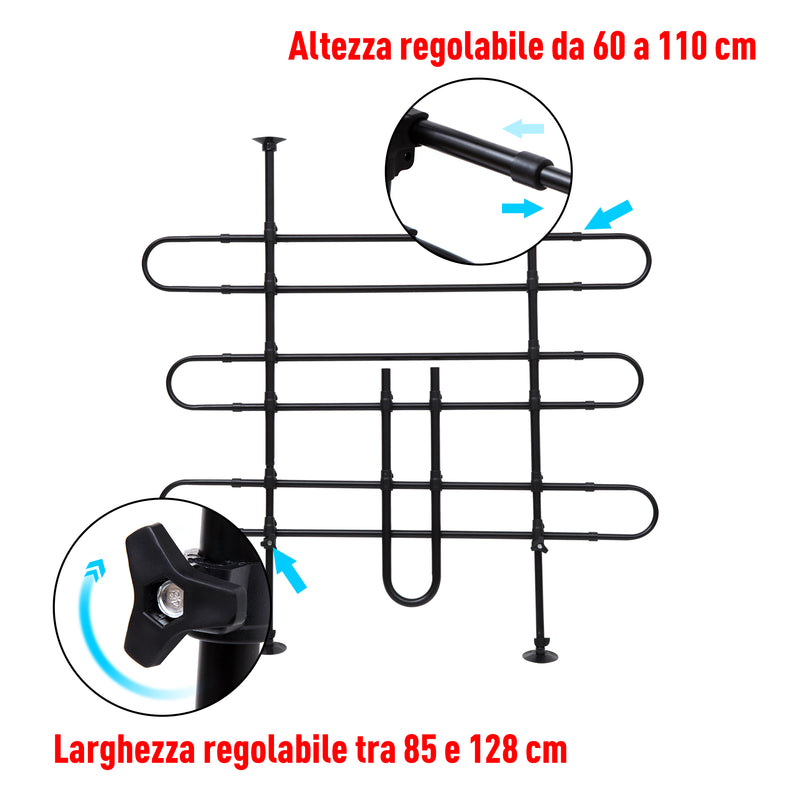 Griglia Divisoria Pieghevole per Trasporto Cani per Auto   Nero-7