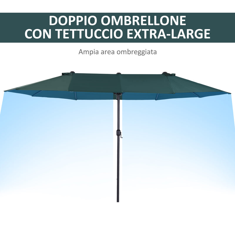 Ombrellone da Giardino Doppio Tetto 4,6x2,7 m  Verde-7