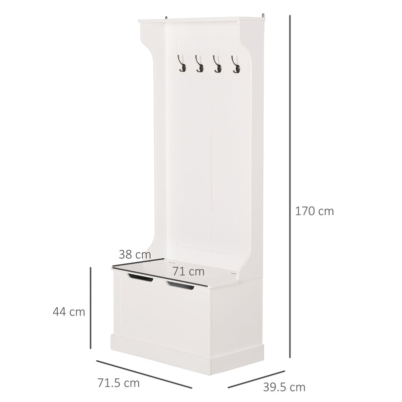 Appendiabiti Panchina per Ingresso in MDF 71,5x39,5x170 cm  Bianca-9