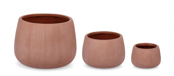 prezzo Set 3 Vasi Ribbed Bomb Terracotta Alto