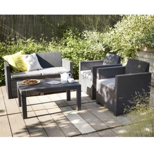 prezzo Komplettes Merano Lounge-Set aus Polyrattan-Harz für Outdoor-Gartenmöbel 