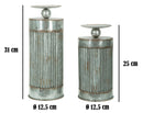 Portacandele Illinois Coppia Ø12,5x25-12,5x31 cm in Ferro Argento-7