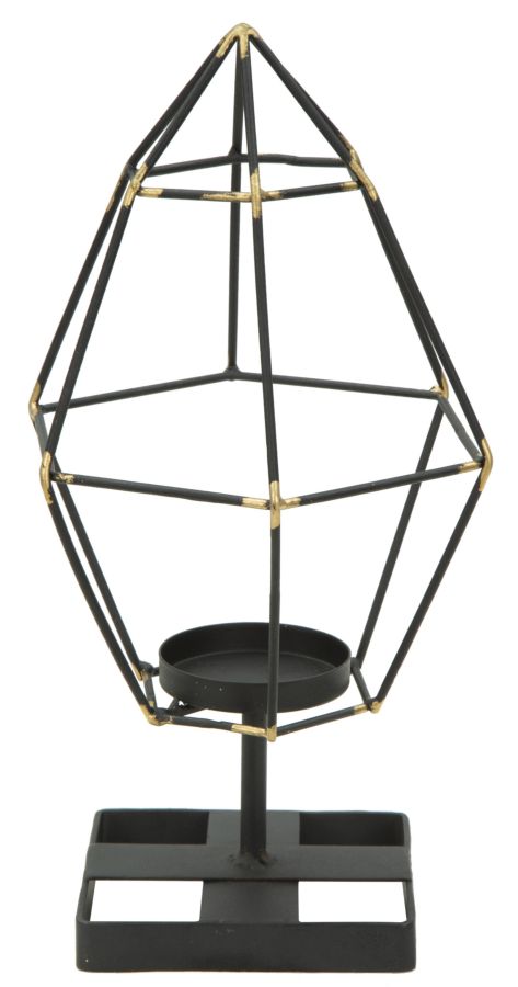 sconto Bright Piramid Kerzenhalter 15x13x29 cm in Black and Gold Iron