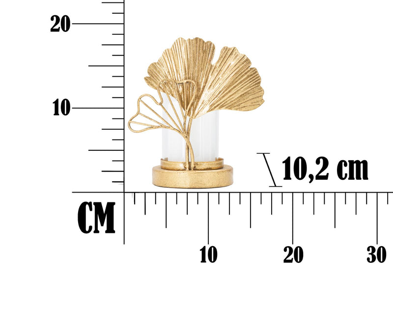 Portacandele Leaf 17x10,2x18,2 cm in Ferro Oro-7