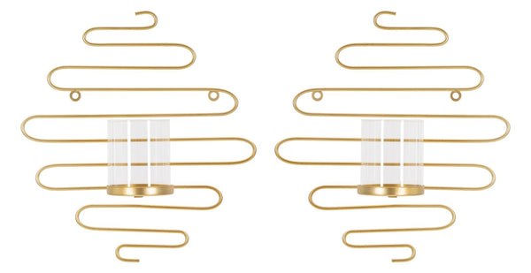 Set mit 2 Wandkerzenhaltern 33 x 10 x 34 cm aus goldfarbenem Metall acquista