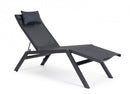 Lettino Chaise Longue da Giardino 65,5x177x105h cm con Cuscino Poggiatesta Krion Antracite -1