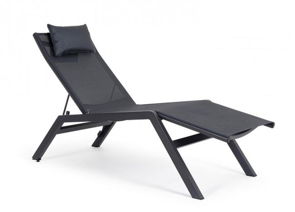 online Lettino Chaise Longue da Giardino 65,5x177x105h cm con Cuscino Poggiatesta Krion Antracite