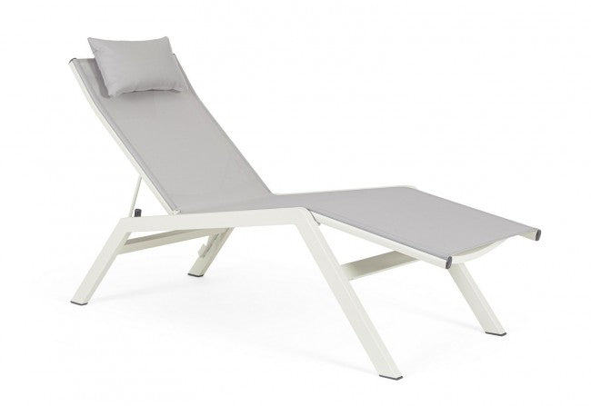 Lettino Chaise Longue da Giardino 65,5x177x105h cm con Cuscino Poggiatesta Krion Lunar -1