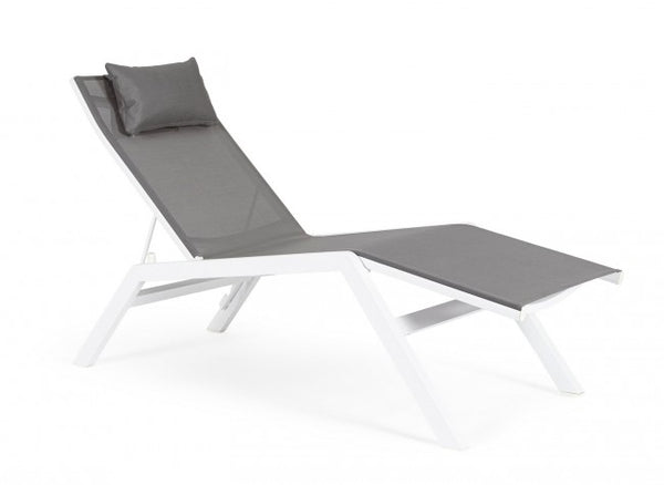 Lettino Chaise Longue da Giardino 65,5x177x105h cm con Cuscino Poggiatesta Krion Bianco prezzo