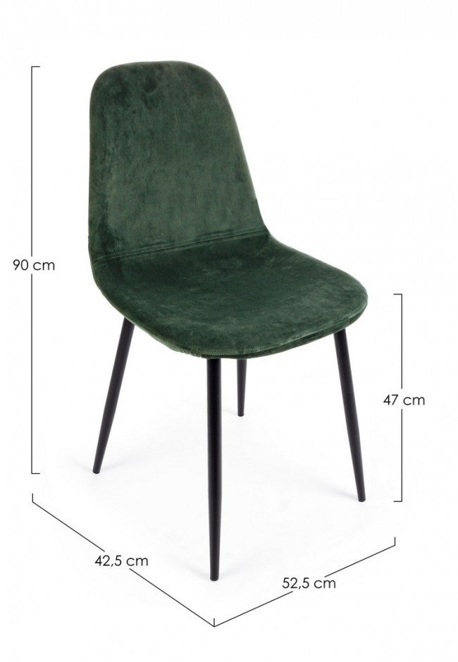 Set 4 Sedie 52,5x42,5x90 cm Irelia in Velluto Verde Scuro-2