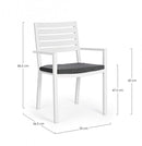 Set 4 Sedie da Giardino 55x56,5x86,5h cm con Braccioli e Cuscini Helina Bianco-3