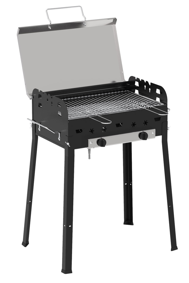 Barbecue a Gas GPL Pietra Lavica 2 Fuochi 5+5kW Ferraboli Roccia Gas Eco-1