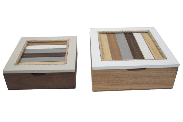 Lignes Box für Paare 19x19x7 - 16x16x5,5 cm in MDF Weiß, Braun und Grau sconto