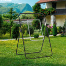 Rete Rimbalzo da Calcio 123x73x178,5 cm con Bersaglio in Metallo Nero-9