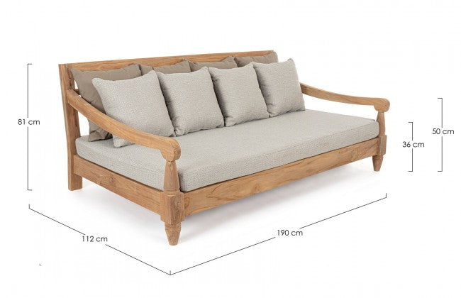 Divano Letto da Esterno Daybed 190x112x81h cm con Cuscini Bali Natural Fsc-2