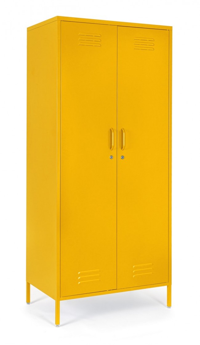 Armadio 2 Ante 50x80x185 cm Cambridge in Acciaio Giallo-1