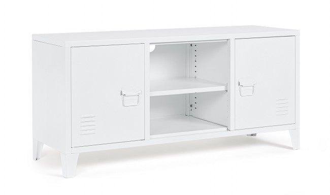 Mobile TV con 2 Ante 40x120,5x58,5 cm Cambridge in Acciaio Bianco-1