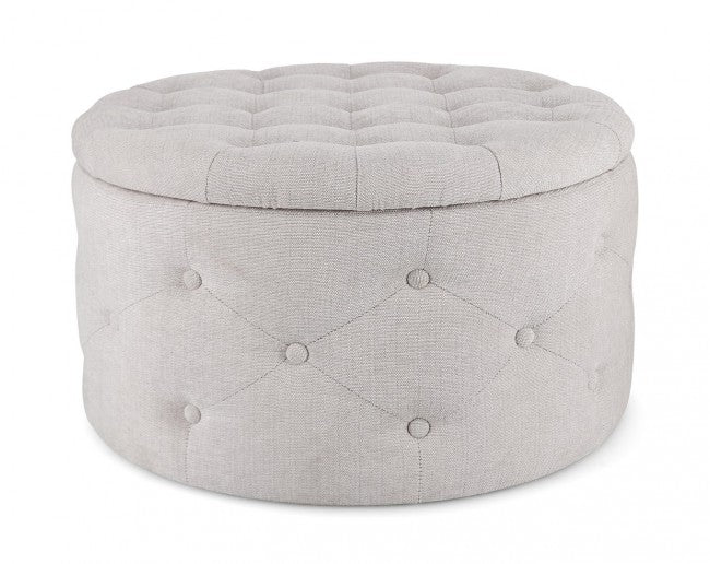 Pouf Contenitore Porta Scarpe Ø 70x40 cm Ernestine in Tessuto-1