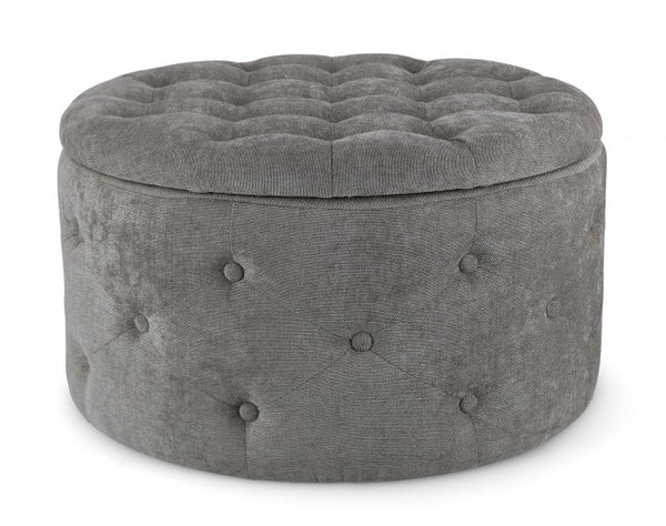 Pouf Contenitore Porta Scarpe Ø 70x40 cm Ernestine in Tessuto Grigio online