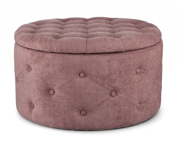 prezzo Pouf Contenitore Porta Scarpe Ø 70x40 cm Ernestine in Tessuto Rosa Antico