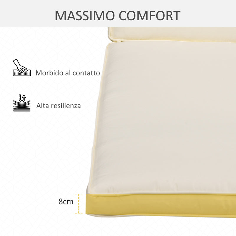 Cuscino per Lettino Prendisole da Giardino 188x53x8 cm in Poliestere Bianco Crema-6