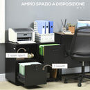 Mobile Ufficio 2 Cassetti 2 Ripiani 80x40x66 cm in Truciolato Nero-5