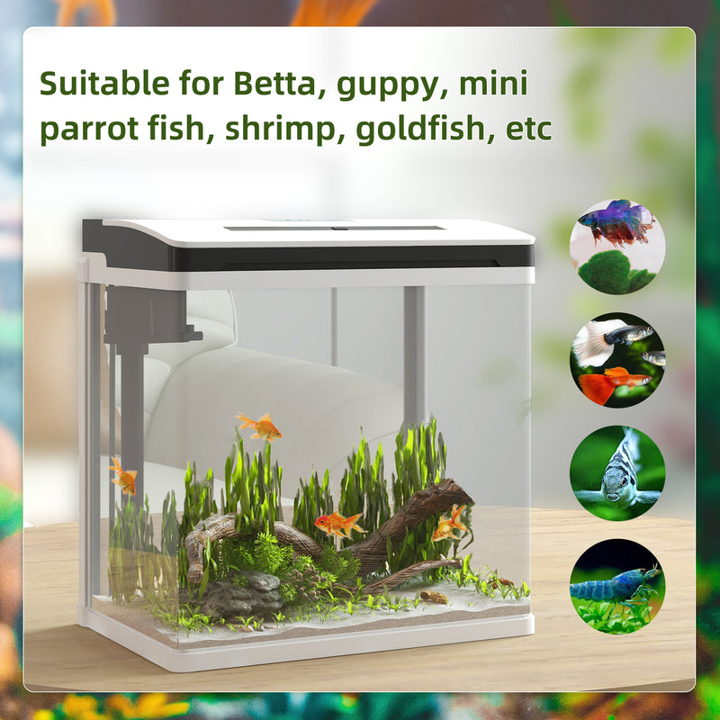 Acquario con LED 13 Litri 29x20x30,5 cm con Fori di Ventilazione in Vetro HD e ABS-4