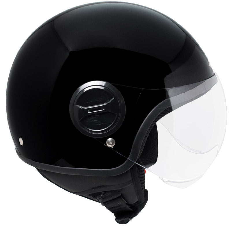 Casco Demi-Jet per Scooter Visiera Sagomata SKA-P 1 WH Wolli Nero Metal -1