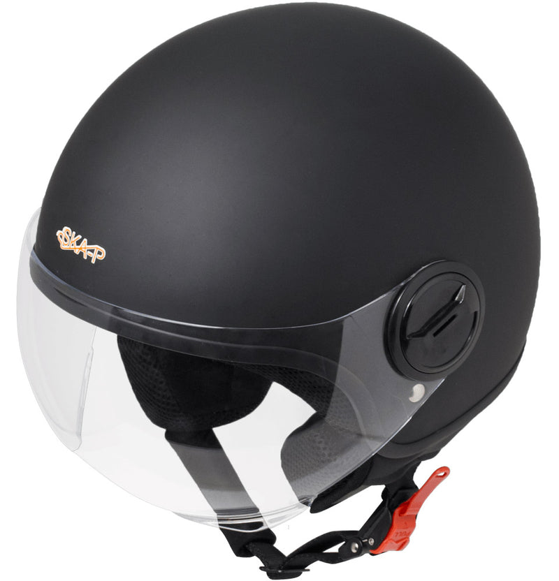 Casco Demi-Jet per Scooter Visiera Sagomata SKA-P 1 WH Wolli Nero Metal -2