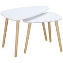 Set 2 Tavolini da Salotto Impilabili Stile Nordico con Gambe in Legno Bianco-1