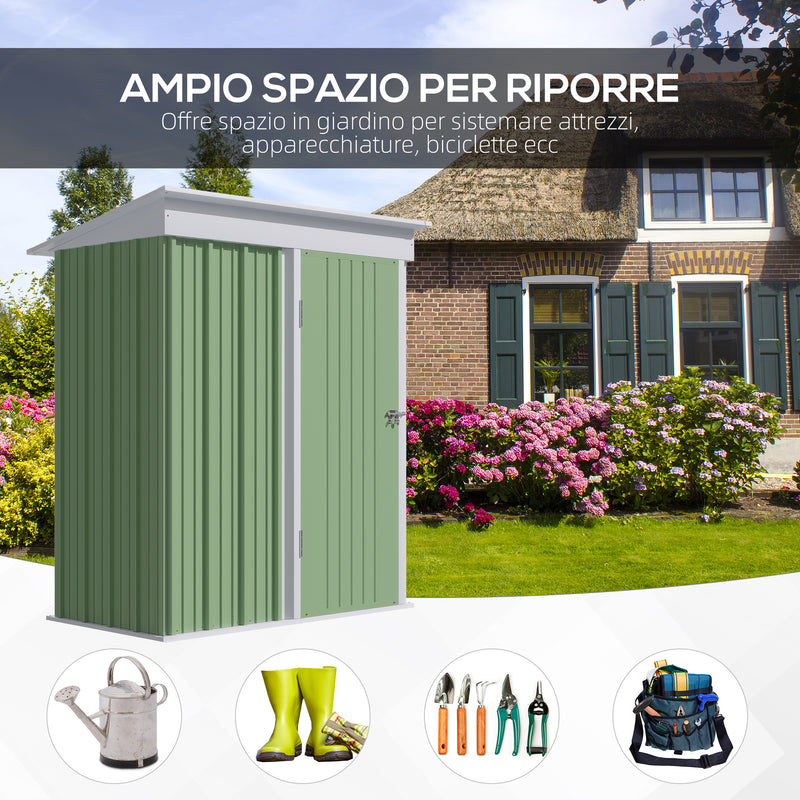 Casetta Box da Giardino 161x95x163/181 cm in Acciaio Verde-5